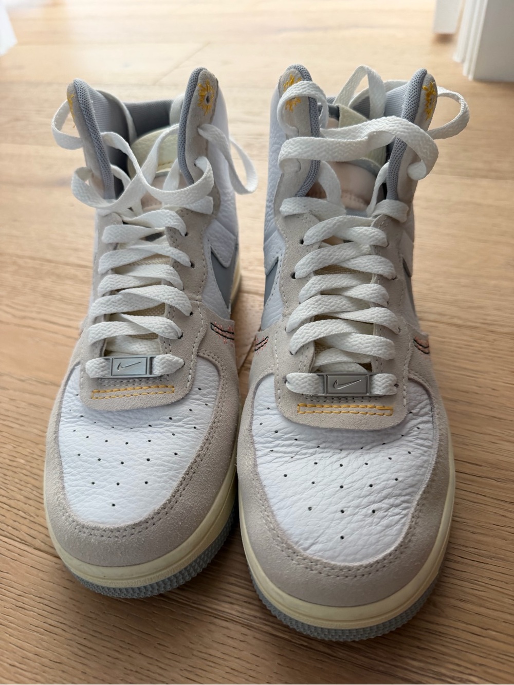 Nike Women’s White, Gray and Yellow High-Top Sneakers
